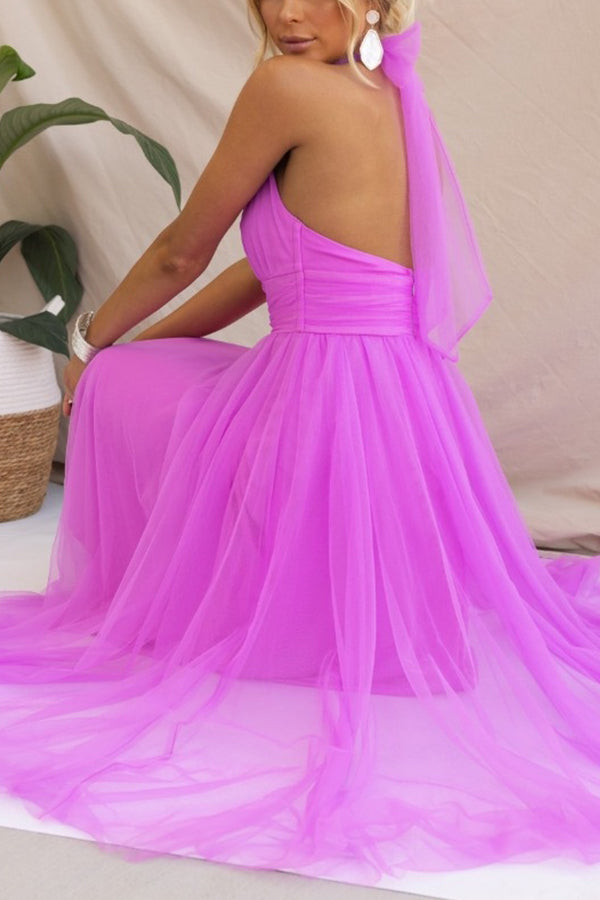 Tulle Halter Midi Dress | Elegant | Layered & Flowy