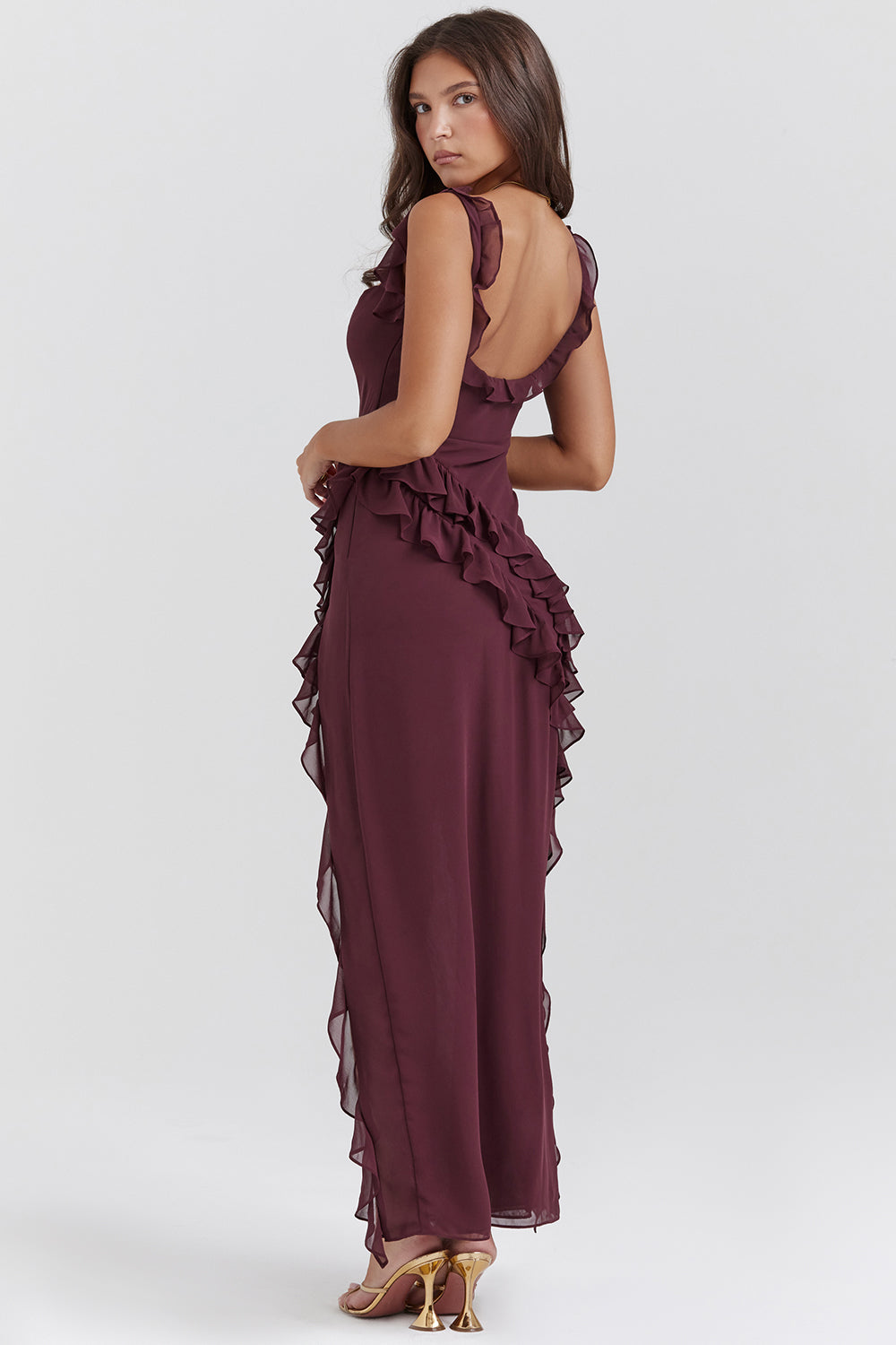 Ruffled Thigh-Slit Gown | Elegant & Bold | Perfect for Special Occasions