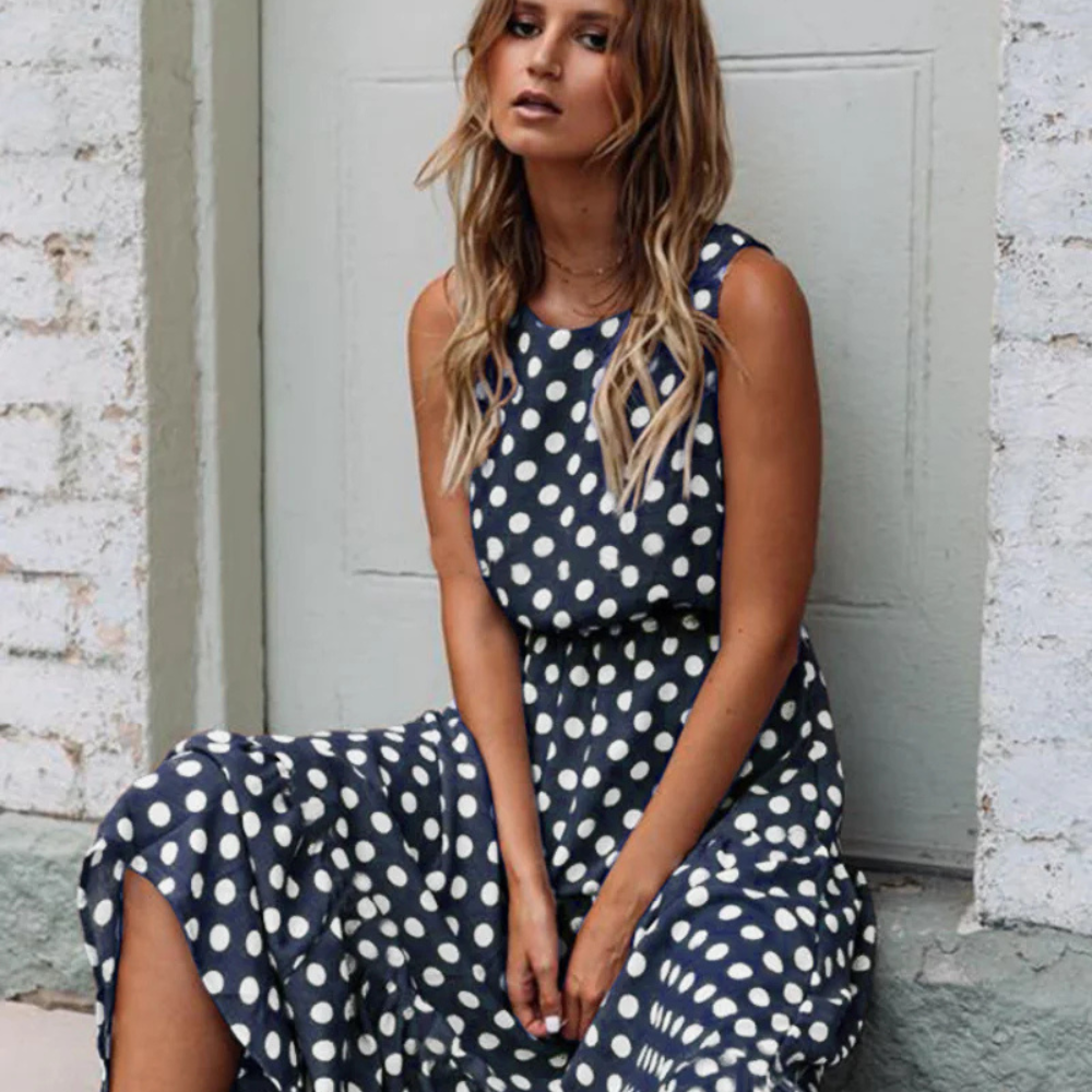 Clara | Vintage Charm Polka Dot Maxi Dress