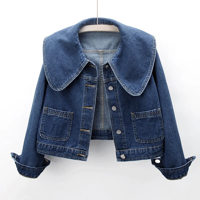 Women’s Oversized Collar Denim Jacket | Vintage Style | Trendy & Durable