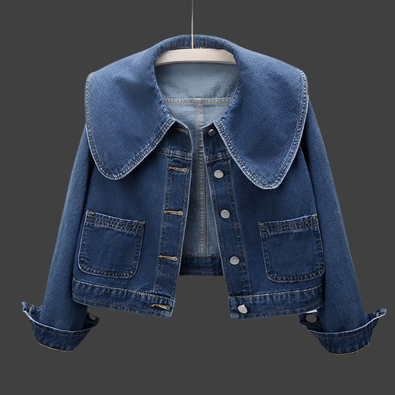 Women’s Oversized Collar Denim Jacket | Vintage Style | Trendy & Durable