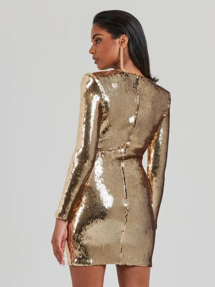 Gold Sequin Mini Dress | Glamorous & Bold | Party-Ready Statement