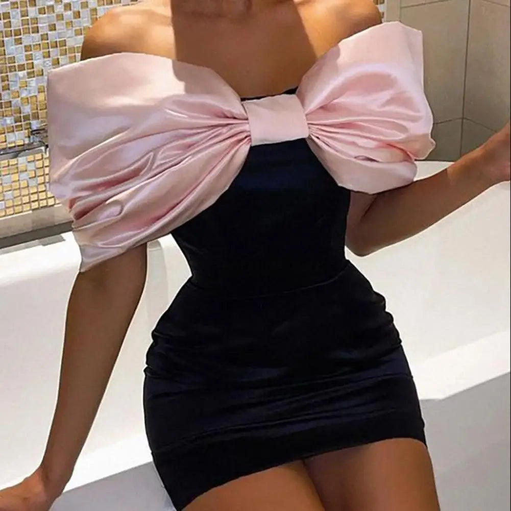 Off-Shoulder Bow Mini Dress | Elegant | Statement & Chic