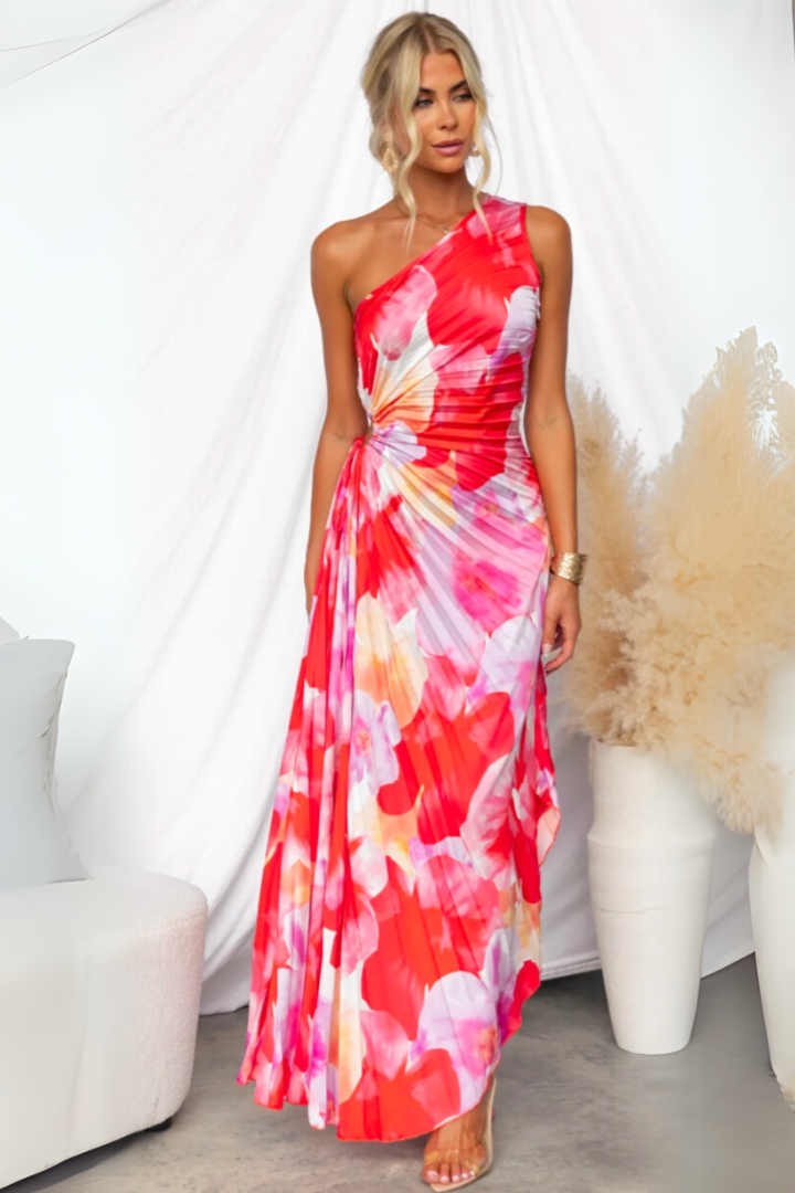 One-Shoulder Maxi Dress | Bold Print | Elegant & Flowing