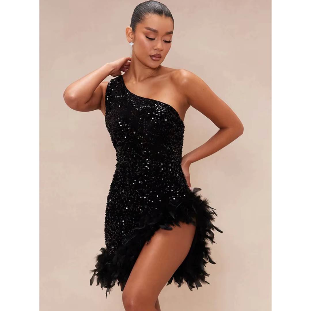 One-Shoulder Sequin Mini Dress | Bold & Glamorous | Party Ready