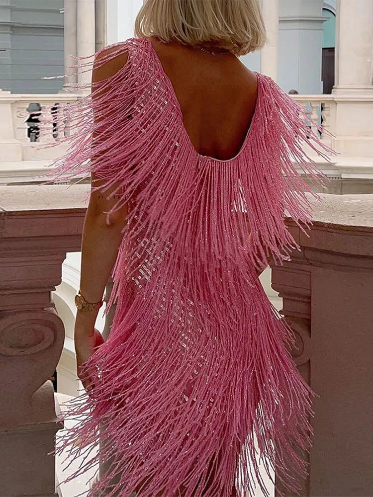 Fringe Sequin Mini Dress | Glamorous & Flirty | Party-Ready Style