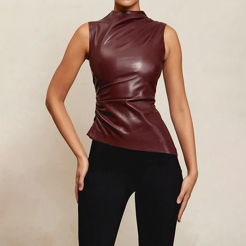 Faux Leather Sleeveless Top | Sleek & Edgy | Figure-Flattering Fit