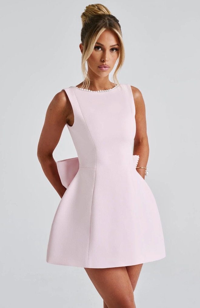 Bow-Back Mini Dress | Elegant | Chic & Sophisticated