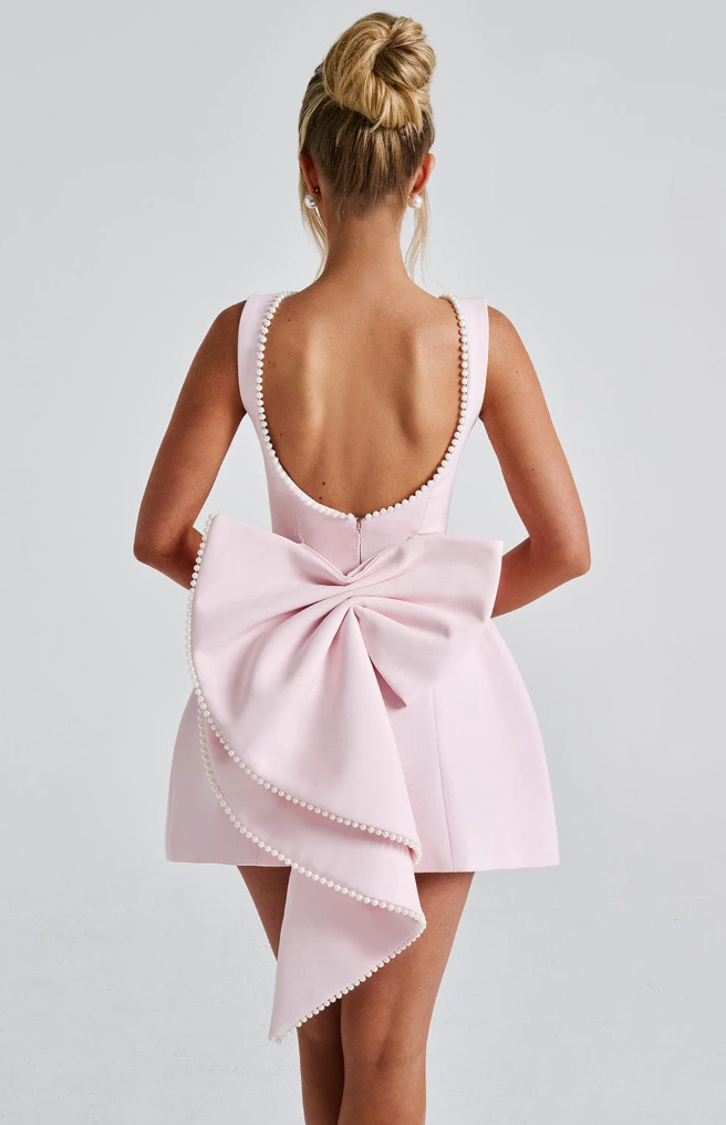 Bow-Back Mini Dress | A-Line | Elegant & Playful