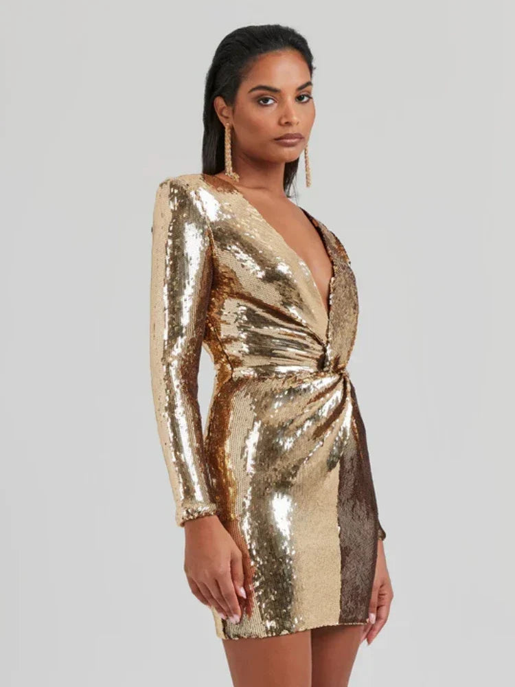 Gold Sequin Mini Dress | Glamorous & Bold | Party-Ready Statement