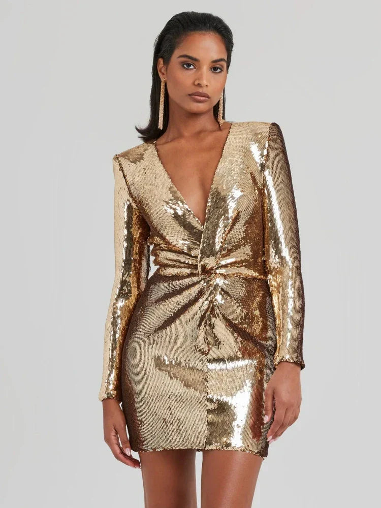 Gold Sequin Mini Dress | Glamorous & Bold | Party-Ready Statement