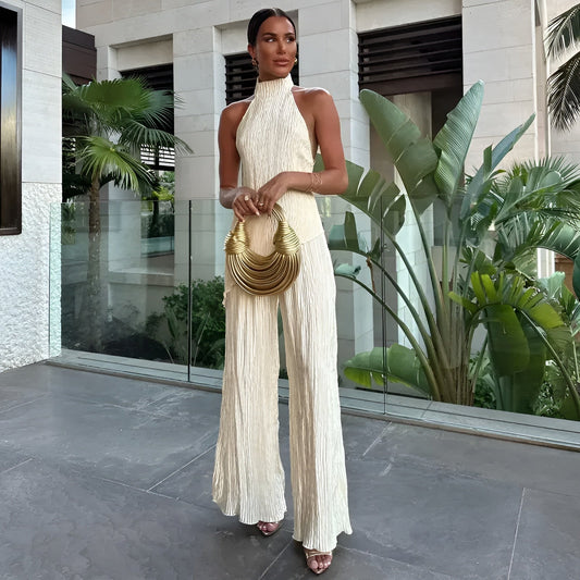 One-Shoulder Pleated Jumpsuit | Elegant & Flowy | Chic Evening Wear